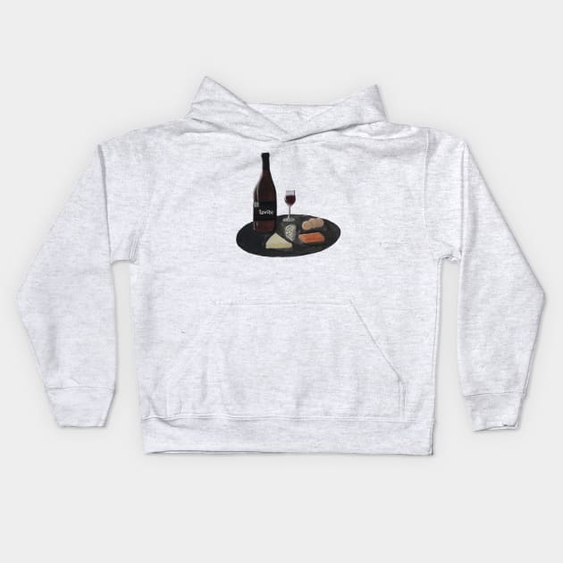 Cheese and Wine Kids Hoodie by AlexandraRose